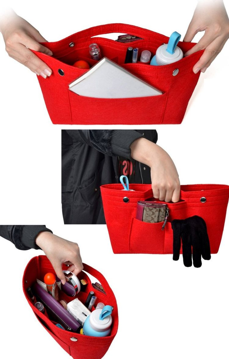 Felt Makeup Storage Organizer - Multi-Pocket Cosmetics Travel Bag | Perfect for Cosmetics, Brushes & Beauty Accessories